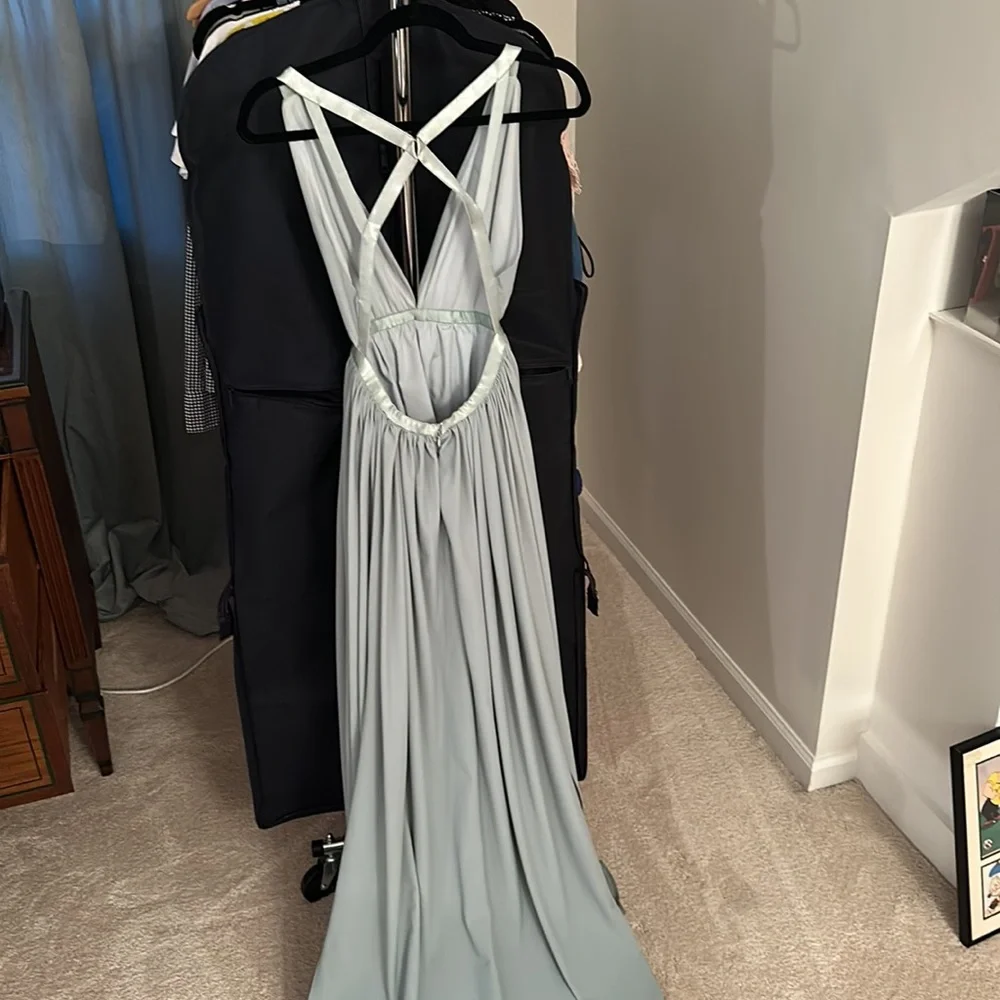 Gracia backless, seafoam green, maxi dress - size: S - Picture 2 of 4